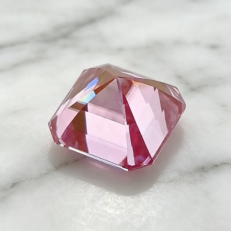 Moissanit-Stein in Asscher-Form, Sakura-Rosa Edelstein für DIY-Ringe, Halsketten und Ohrringe, besteht den Diamanttest mit Zertifikat. – Detail 2