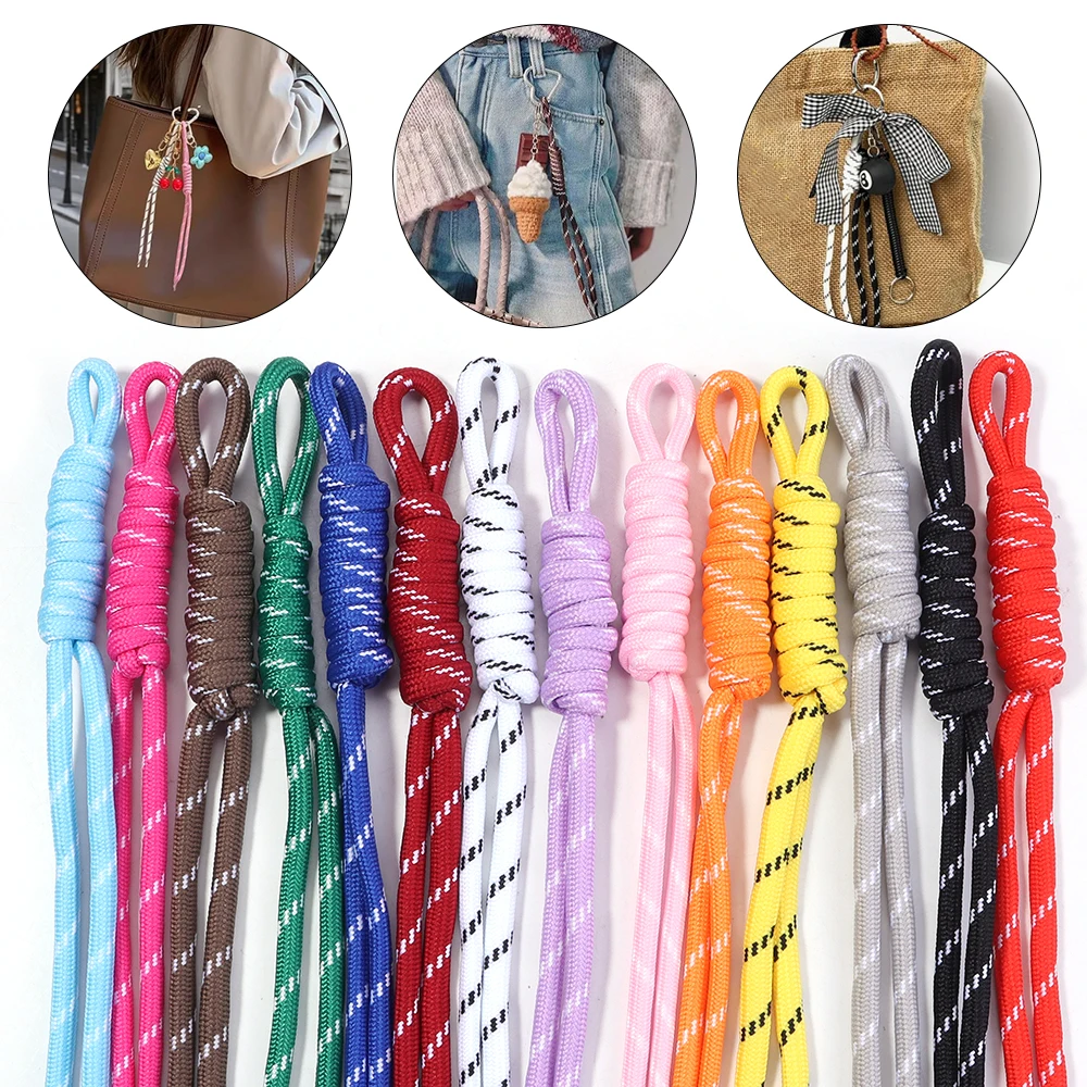 

5pcs/lot Colorful Braided Lanyard Keychain Anti-Lost Knot Nylon Rope For DIY Handmade Keyring Bag Decoration Accessories