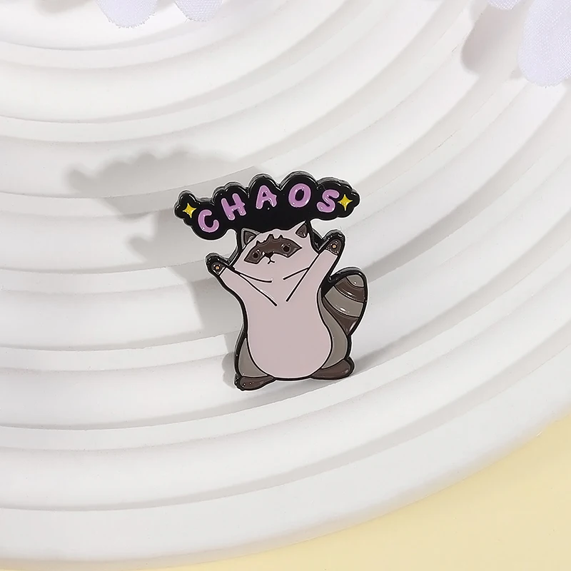 Funny Cartoon Raccoon Enamel Pins Fun In Dysfunctional Trash Can Brooches Backpack Lapel Badges Punk Jewelry Gift for Friends