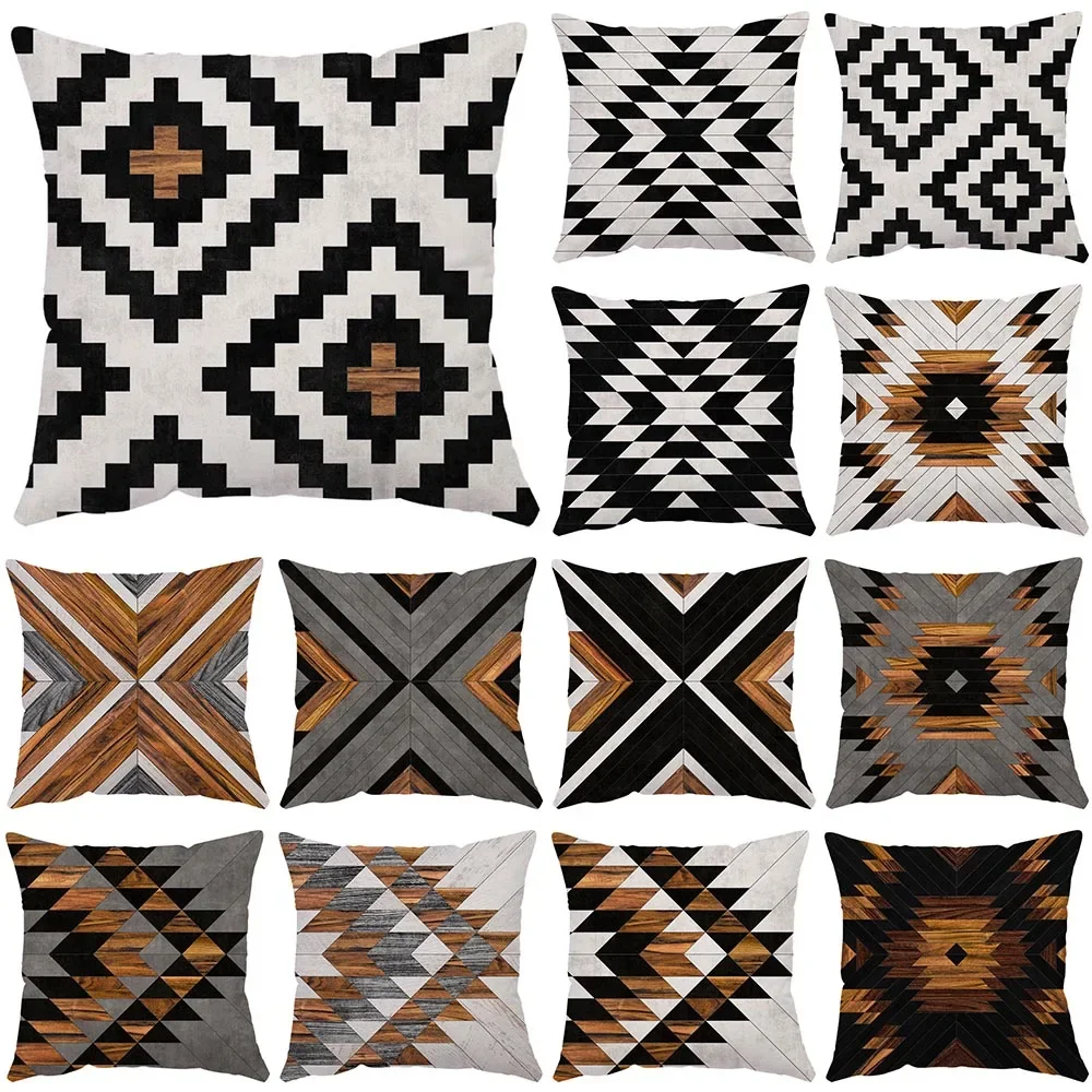 

Nordic Stripes Plaid Geometric Print Pattern Cushion Cover Home Living Room Sofa Decoration Square Pillow 45x45cm