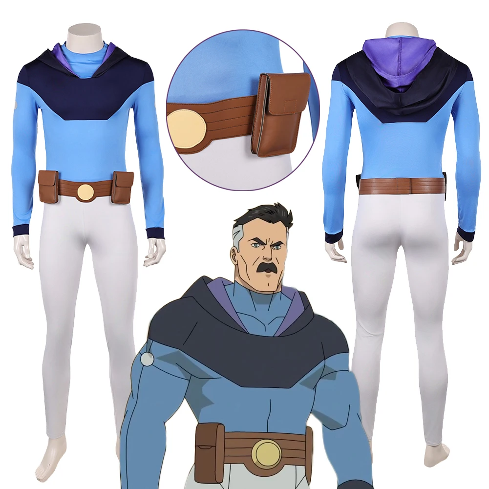

Костюм-боди Disguise Thragg Blue: Мультяшный образ Непобедимого, одежда для косплея, наряд с поясной сумкой, для Хэллоуина, карнавала, вечеринки, для взрослых мужчин