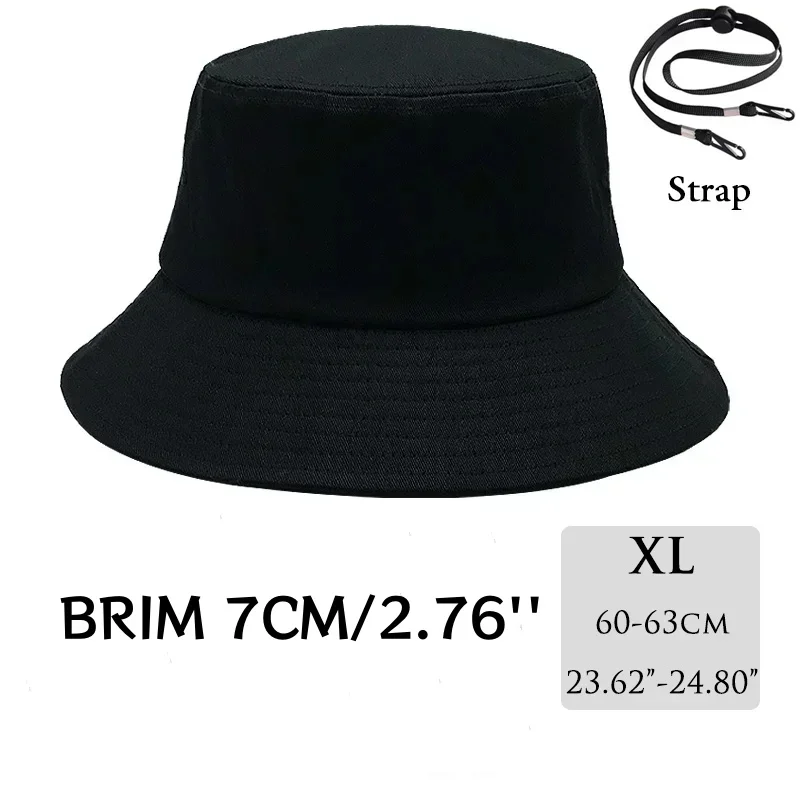 60-63cm Big Head Man Large Size Bucket Hats Boy Plus Size Summer Fisherman Cap Women‘s Pure Cotton Panama UPF50+ Sun Hat