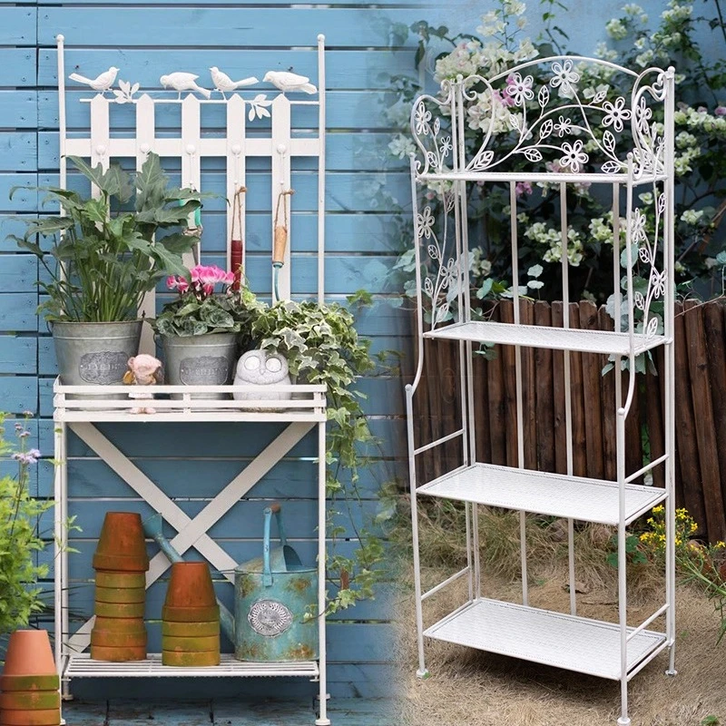 

Balcony Multi-layer flower stand Shelf Floor-to-ceiling wrought iron outdoor courtyard Succulent flower pot storage Foldable