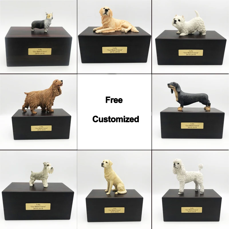 Customized Pet Urn Dog Cat Cremation Funeral Urn for Ashes Wooden Animal Urns Lettering Seal Moisture-proof Small Big Dogs Urns