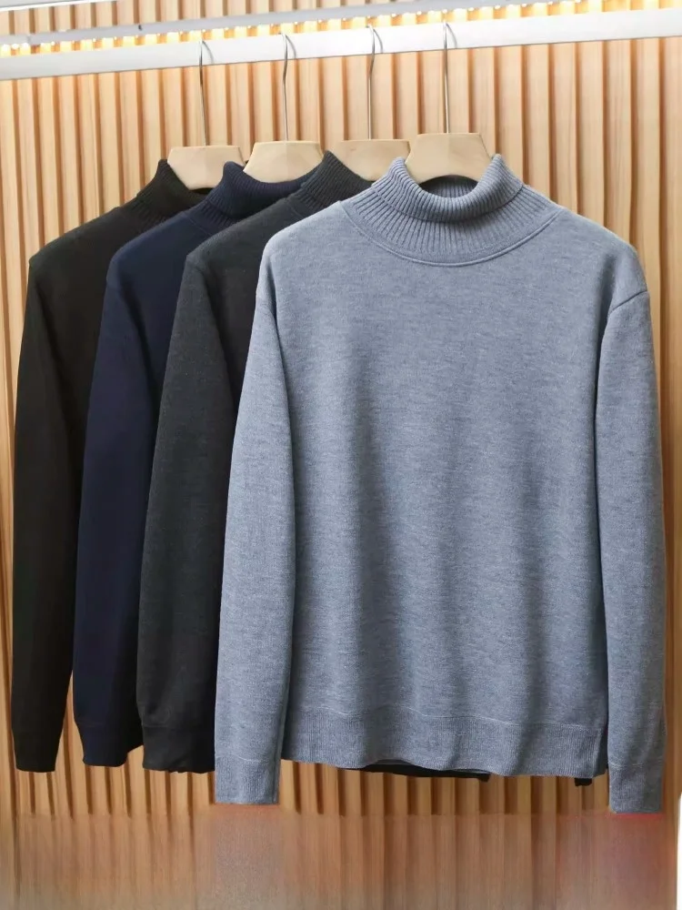 

Thiened Fce! 2025 New Men's Autumn Winter Base Layer Knitwear f High Collar Long Sve Men's Top Casual Sle Polyes...