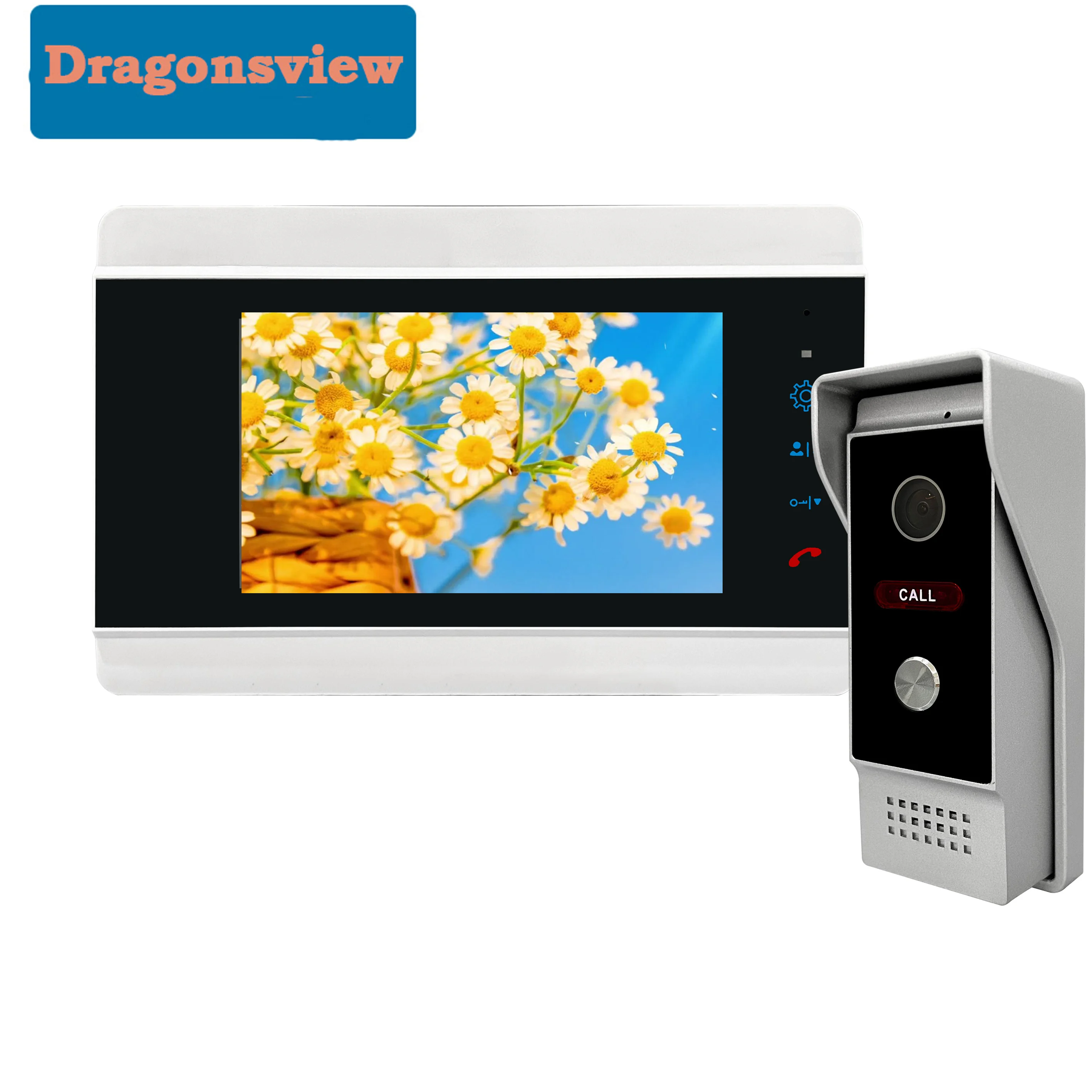 Dragonsview-Video Door Phone Intercom, Monitor Interior, Câmera de Painel Exterior, Visão Noturna com Fio, Desbloquear Falar Múltiplo, 7 ", 1080P