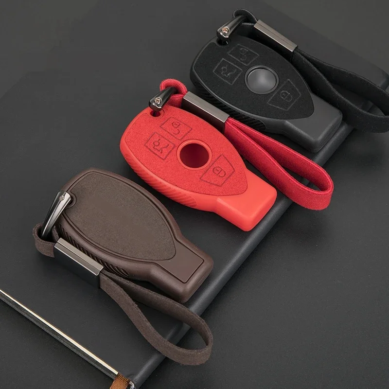 

Car TPU &Suede Leather Key Case Holder Cover For Mercedes Benz E Class W204 GLC 260 C200 CLA GLA 200 BGA AMG W203 W210 W211 W124