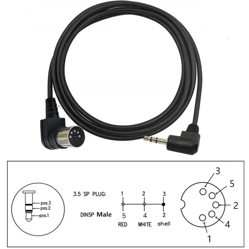 0.5m 1.5m 3m DC3.5mm Audio to 90 ° Bend MIDI DIN 5Pin Male Adapter Cable Computer Audio Output MIDI DIN 5-Core