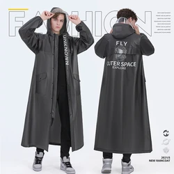 EVA Thickened Men's Raincoat Fashion Long Waterproof Hooded Rain Poncho Black Men and Women Universal Motorcycle Raincoat Jacket