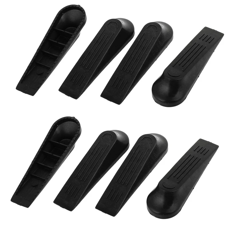 8 Pieces Plastic Black Non-Slip Stopper Doorstop Door Buffer Door Wedge