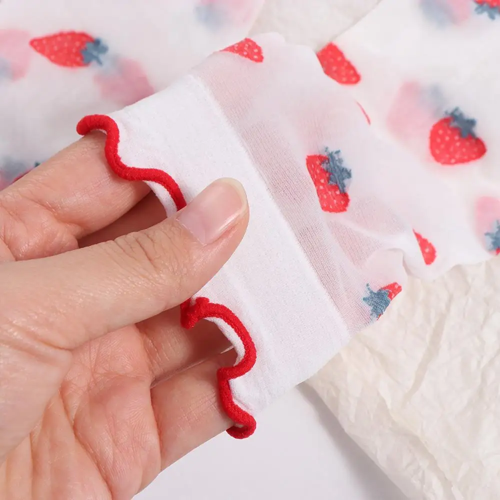 

Прозрачные шелковые носки с рюшами в стиле Харадзюку: персик, клубника, авокадо, вишня, цветочный принт