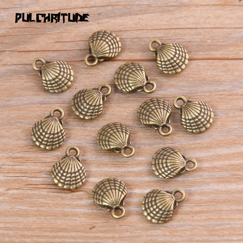 20PCS 10*13mm New Product Two Color Double Sided Shell Charms Pendant Jewelry Metal Alloy Jewelry Marking