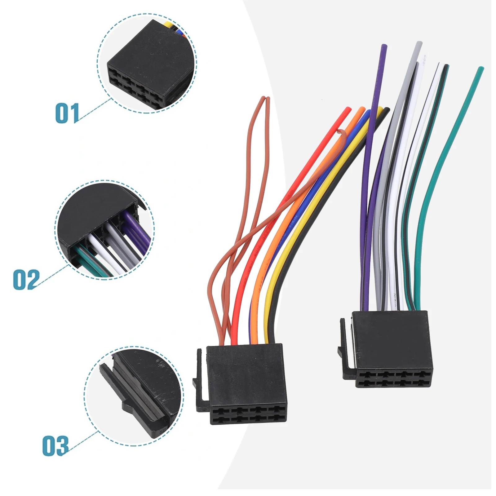 High Quality Car Radio Adaptor Wear Resistant Colour Black Female ISO Wiring Harness Fitments Fits Most Car Radios