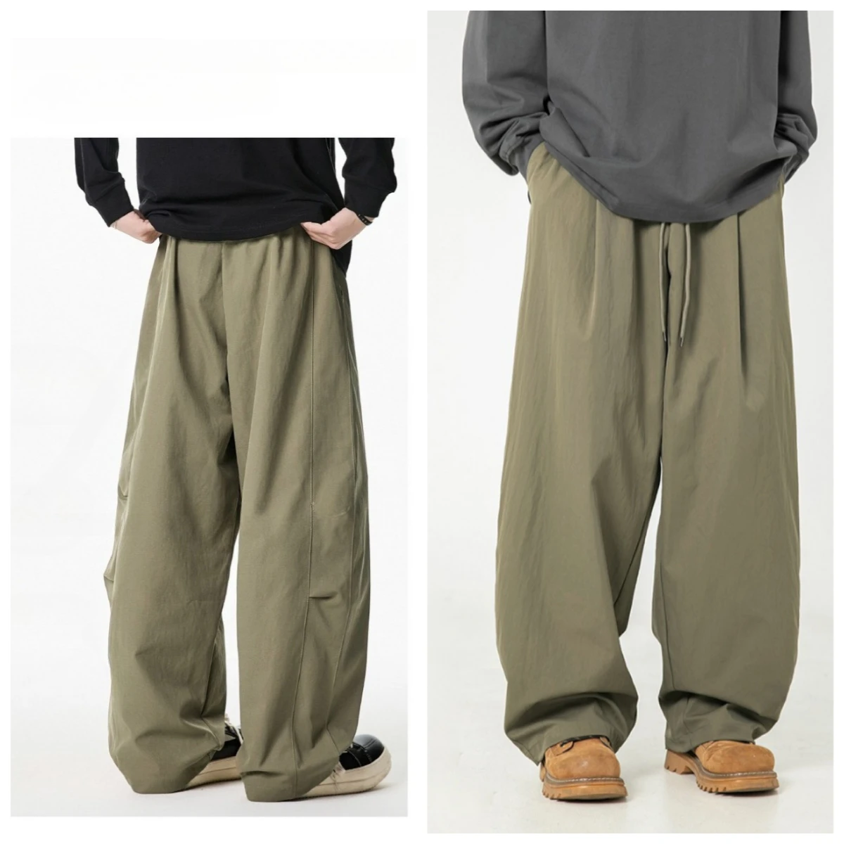 Spring New Fashion Men's Solid Color Simple Basic Casual Trendy Daily Loose Drawstring Sports Trousers Male Jogger Pants Clothes