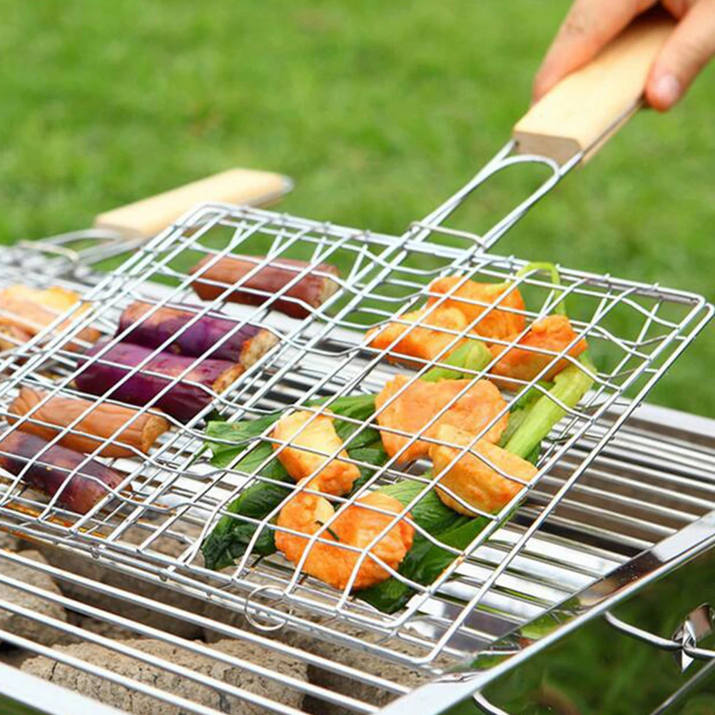 Bbq Fish Basket Fish Holder for Grill Kabob Grilling Baskets Fish Grill Rack Outdoor Barbecue Tool Stainless Steel Bbq Basket