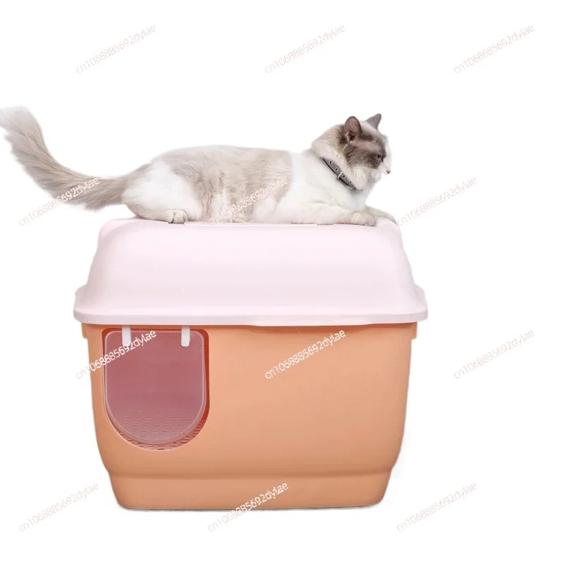 Large Enclosed Cat Litter Box Easy Clean Design Partition Storage Cat Toilet with Flip Top Odor Control Fully Enclosed