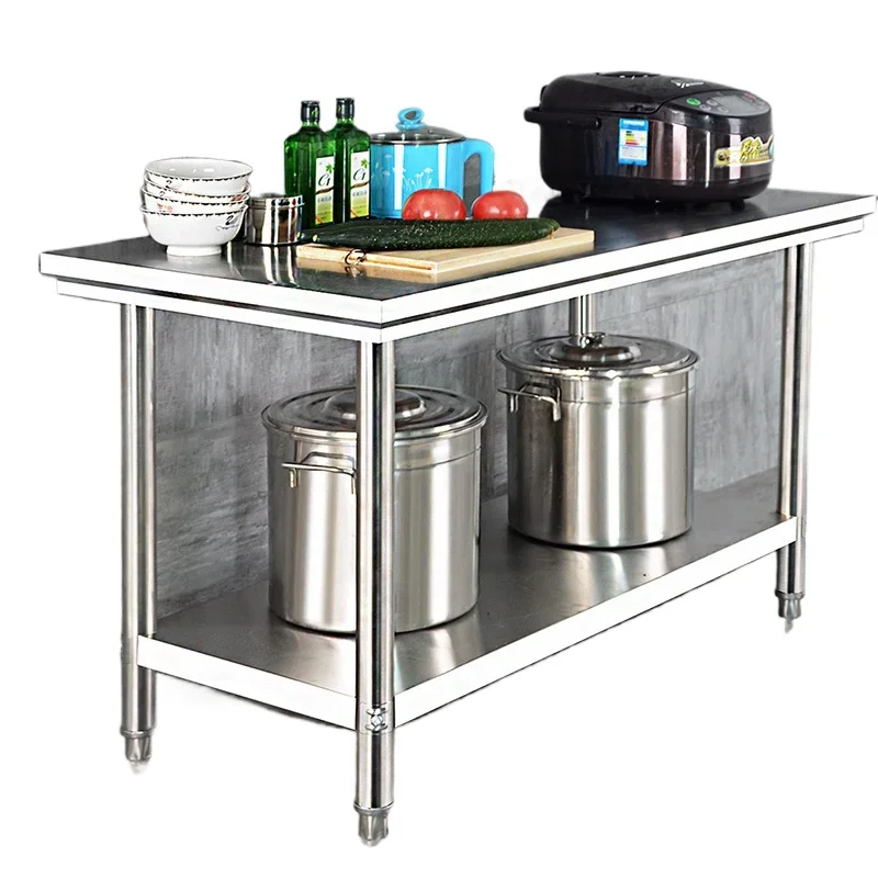 

Double-layer stainless steel console, kitchen special workbench, vegetable cutting table, household countertop