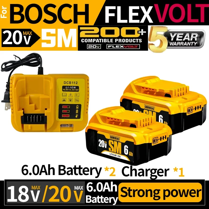 

100% Original 6000mAh 20Vfor Dewalt Power Tool Battery DCB20620V 18.0Ah BatteryDCB206 20V Battery DCB205 DCB200