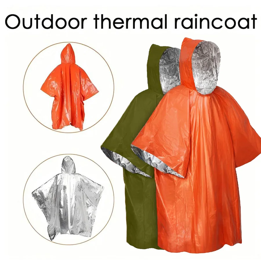 

Survival Raincoat Emergency Poncho Thermal Emergency Blankets Portable Survival Gear - Heavy Duty,Waterproof Camping Gear