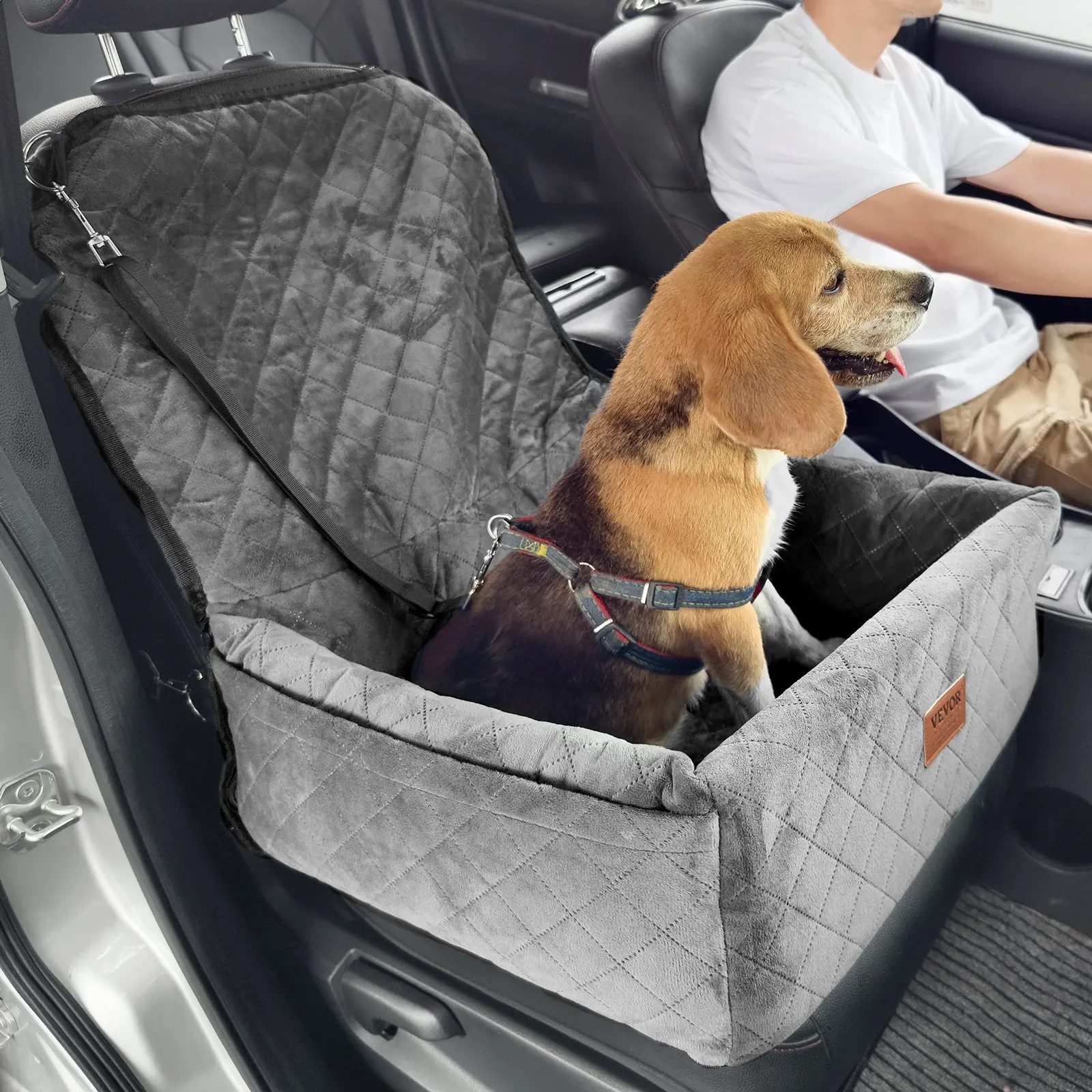 犬用ブースターカーシート ペット用カーシート 小型犬・中型犬用 最大40ポンドまで グレー