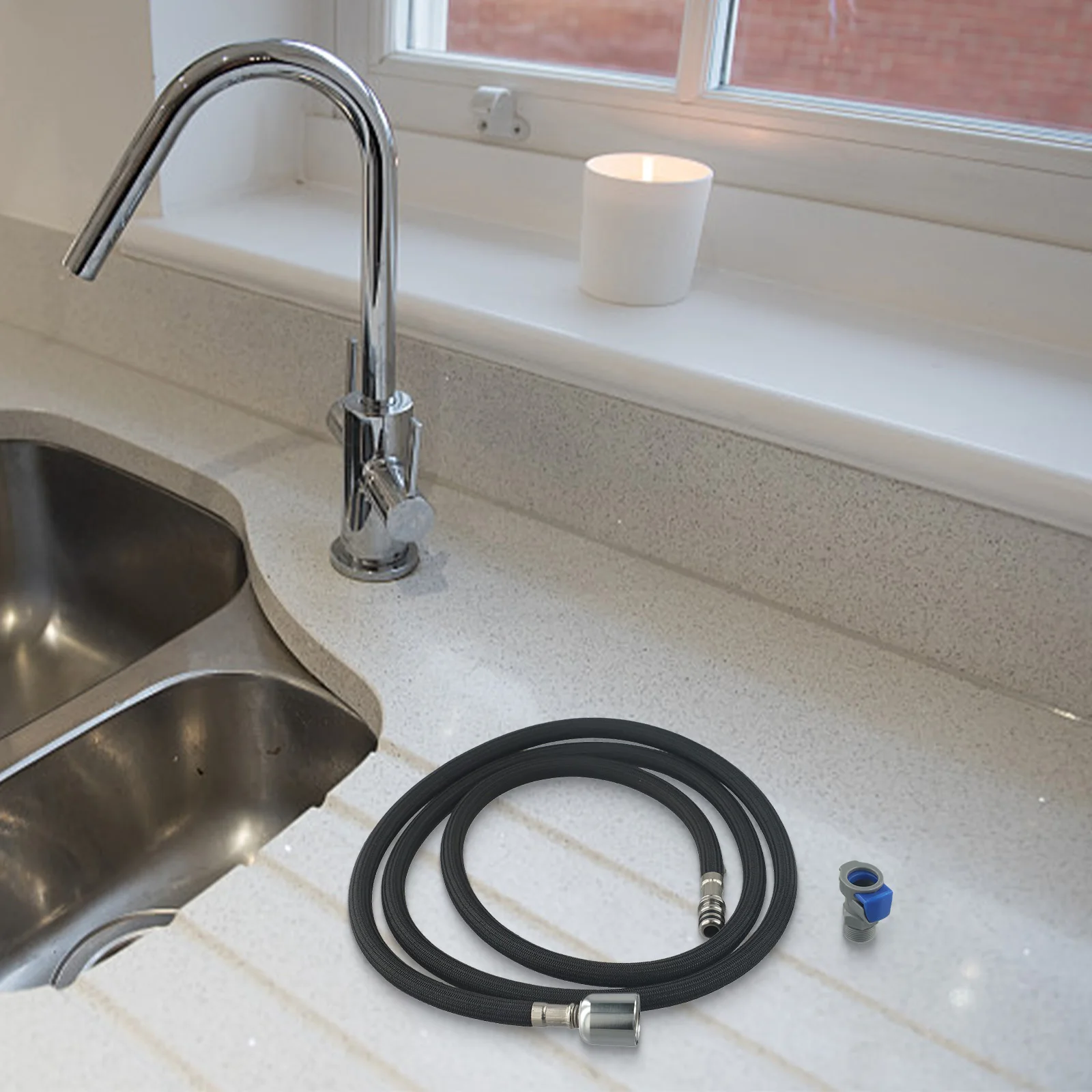 Home Improvement Kitchen Faucet Hose 1.5m Faucet Hose Long And Flexible Metal Heads Easy Installation High Density Nylon