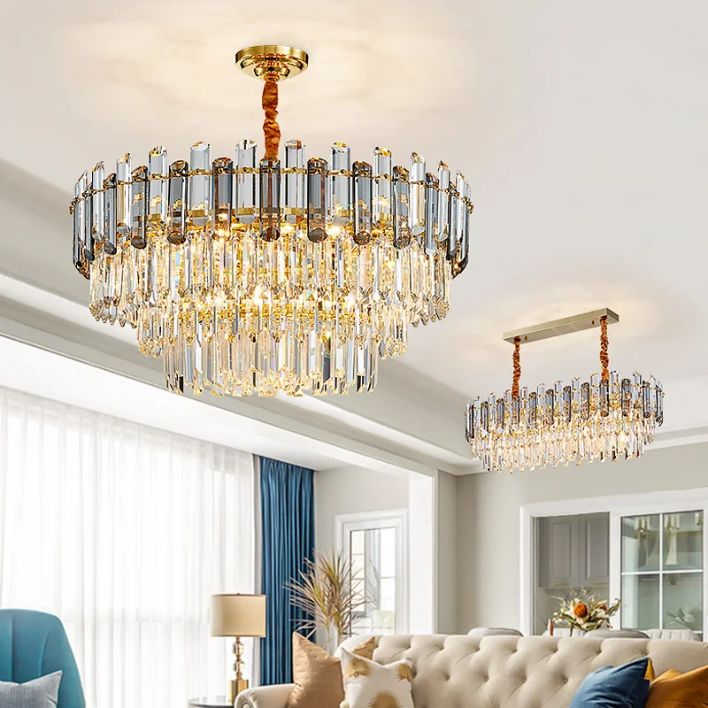 

Deyidn Luxury Gold Crystal Chandeliers Lighting For Living Room Bedroom Hanging Lamp Home Indoor LED 110-220V Fixtures