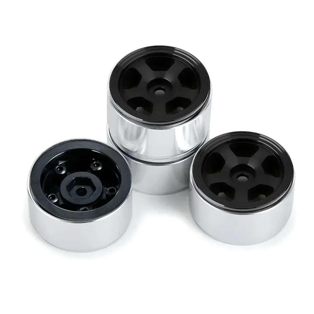 4PCS 1.0" CNC Metal Beadlock Wheel Rims for 1/24 RC Crawler Car Axial SCX24 90081 AXI00002 Deadbolt Chevrolet B-17 Betty