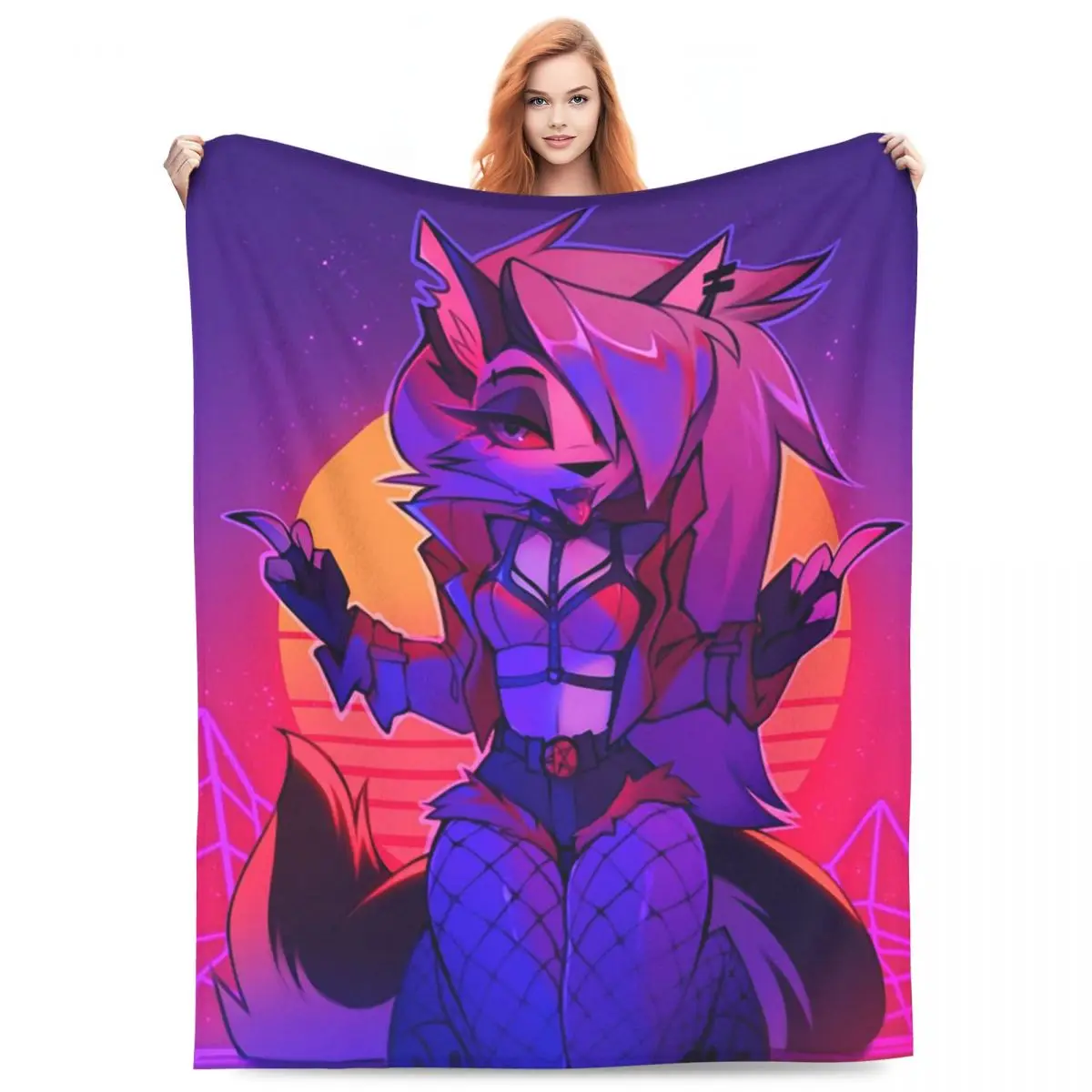 Loona Collage Helluva Boss Anime Blanket Fleece Sofa Throw Blanket Warm for Home Bedroom Outdoor Throws Bedspread Quilt