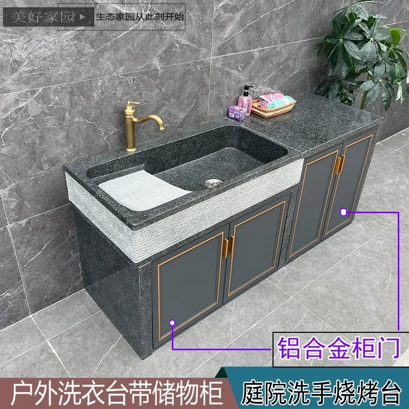 Outdoor marble sink Outdoor stone laundry sink Locker Kitchen workbench