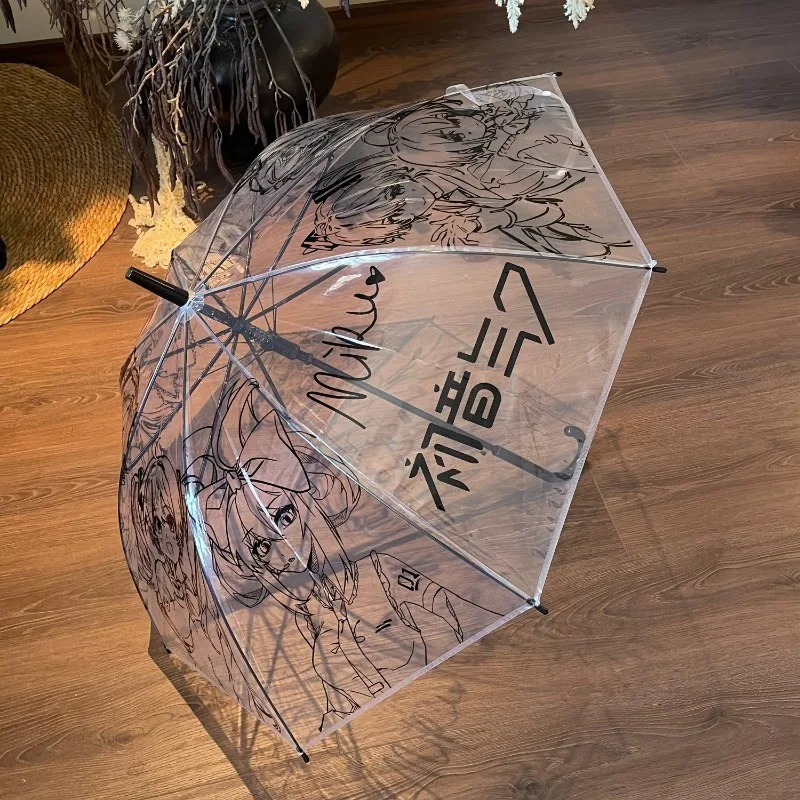 Hatsune Miku Transparent Umbrella Fashion Portable Travel Sun Umbrellas Cartoon Adult Solid Color Fold Umbrella Children Gifts