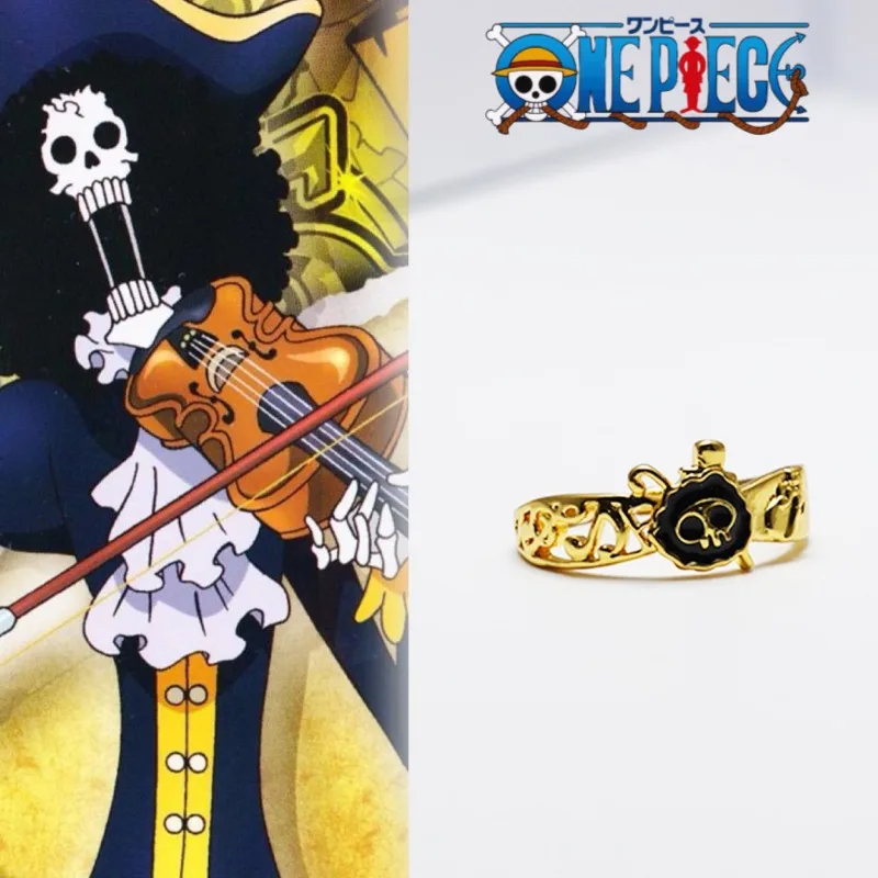 One Piece brook periféricos de anime cabeza de calavera anillo de dibujos animados japoneses regalo personalidad creativa anillo ajustable con apertura al por mayor