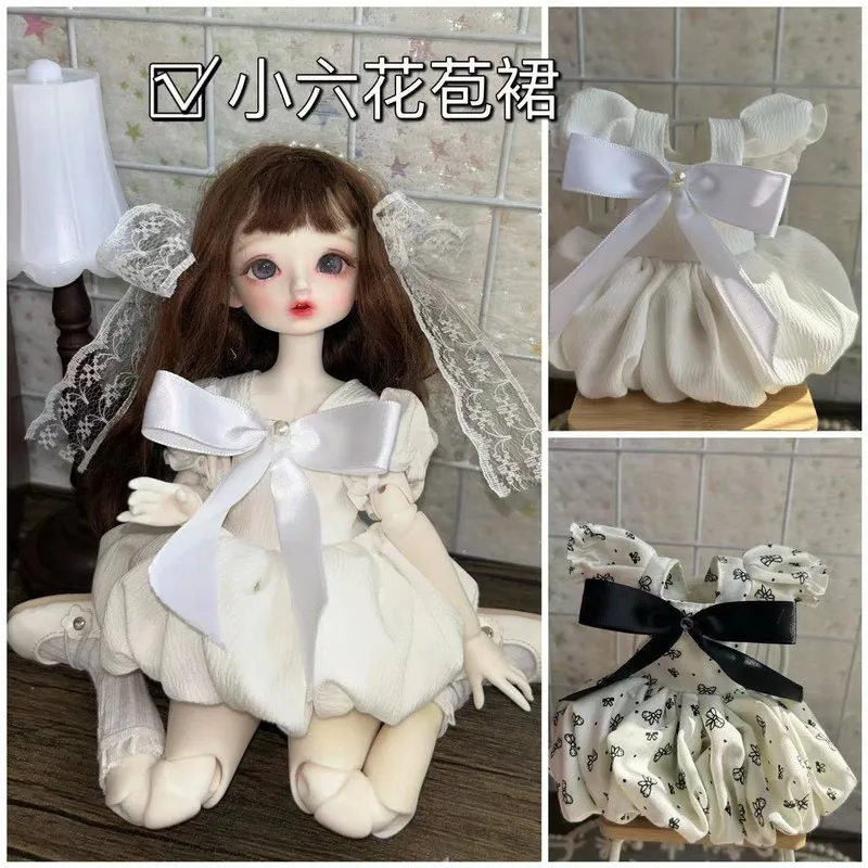 

30cm Bjd Doll Clothes Girl Dress Up Makeup Diy Toys 1/6 Scale Humanoid Doll White Sleeve Dresstulip Skirt Doll Accessories New