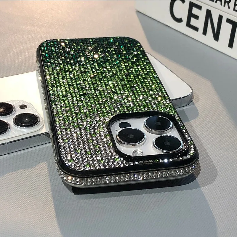 15Pro Max Luxury Case Full Shinny Diamond Bumper Frame Cover for iPhone 15 Plus 11 12 13 14 15 Pro Max X Xs Xr 7 8 Plus PC Cases