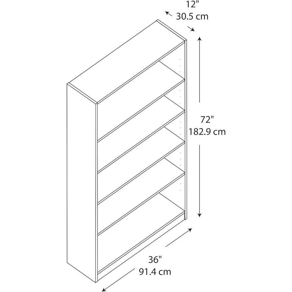 Universal 5 Shelf Bookcase in Vogue Cherry Desk Bookshelf Furniture Bookseller Organizer Library Storage Cabinet Book Shelves