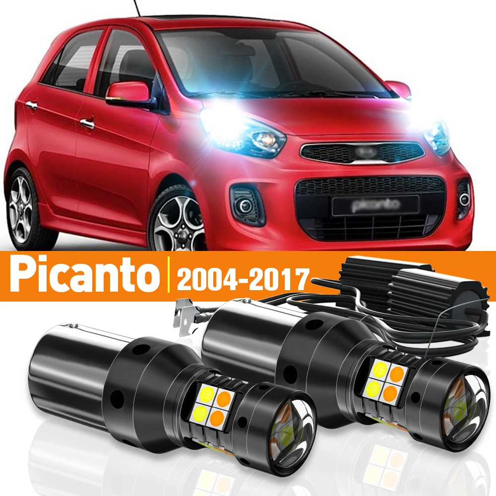 

2x LED Dual Mode Turn Signal+Daytime Running Light DRL For Kia Picanto 2004-2017 2010 2011 2012 2013 2014 Accessories Canbus