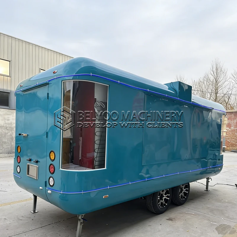 Belyoo Food Truck New Outdoor Concession Trailer With Full Kitchen Setup Designed For Pizza Tacos Coffee And Juice Catering