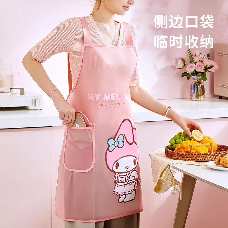 Sanrio My Melody Apron Kawaii Anime Cinnamoroll Kitchen Waterproof Oil-Proof Transparent Sweet Cute Cooking Waist Gift for Girl