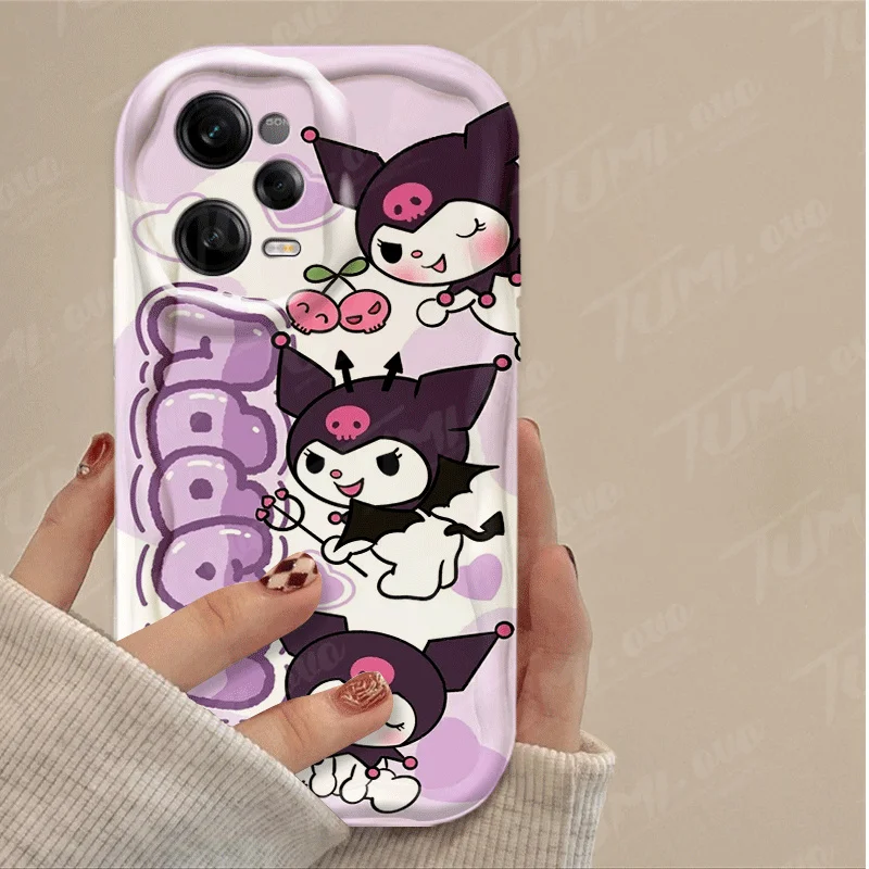 Cute Hello Kitty Cinnamoroll 3D Wave Phone Case For OPPO Reno 11 F 8 T 7 Z 6 5 4 Pro F23 F11 F9 4G 5G Soft Silicone Back Cover