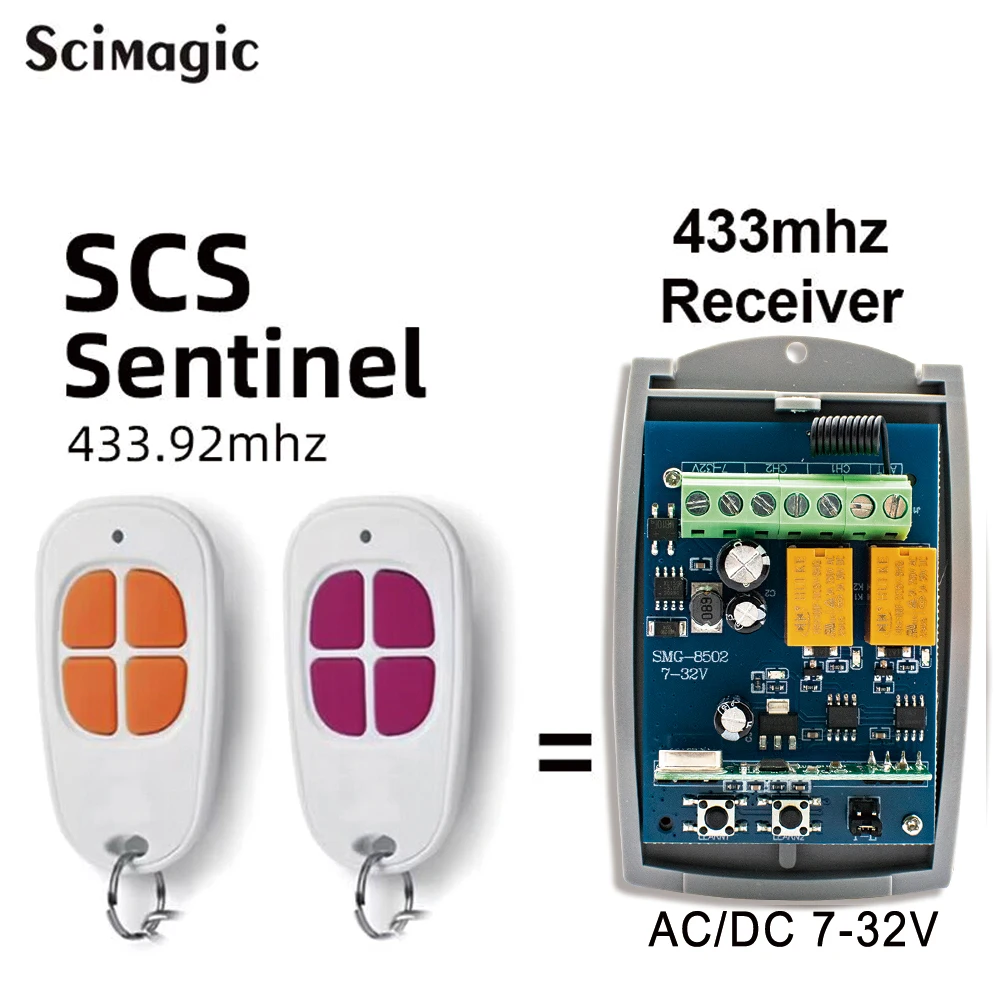 Gate Garage Door Receiver For SCS SENTINEL Remote Control 7-32V 85-250V 433.92mhz Momentary Toggle Latched Opener Switch