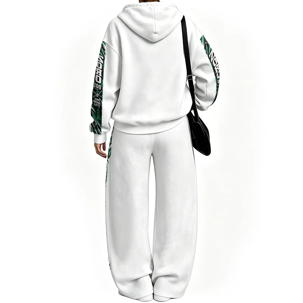 One Piece Anime Printed Costume, Handsome Three Blade Flow Solon Set,Hoodie and Pants,Comfortable Clothing for Autumn and Winter