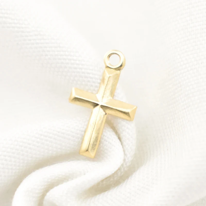 14K Gold Filled Cross Charm Rhombohedral Surface Cross Pendant DIY Jewelry Accessories Handmade Pendants Making Jewelry Findings