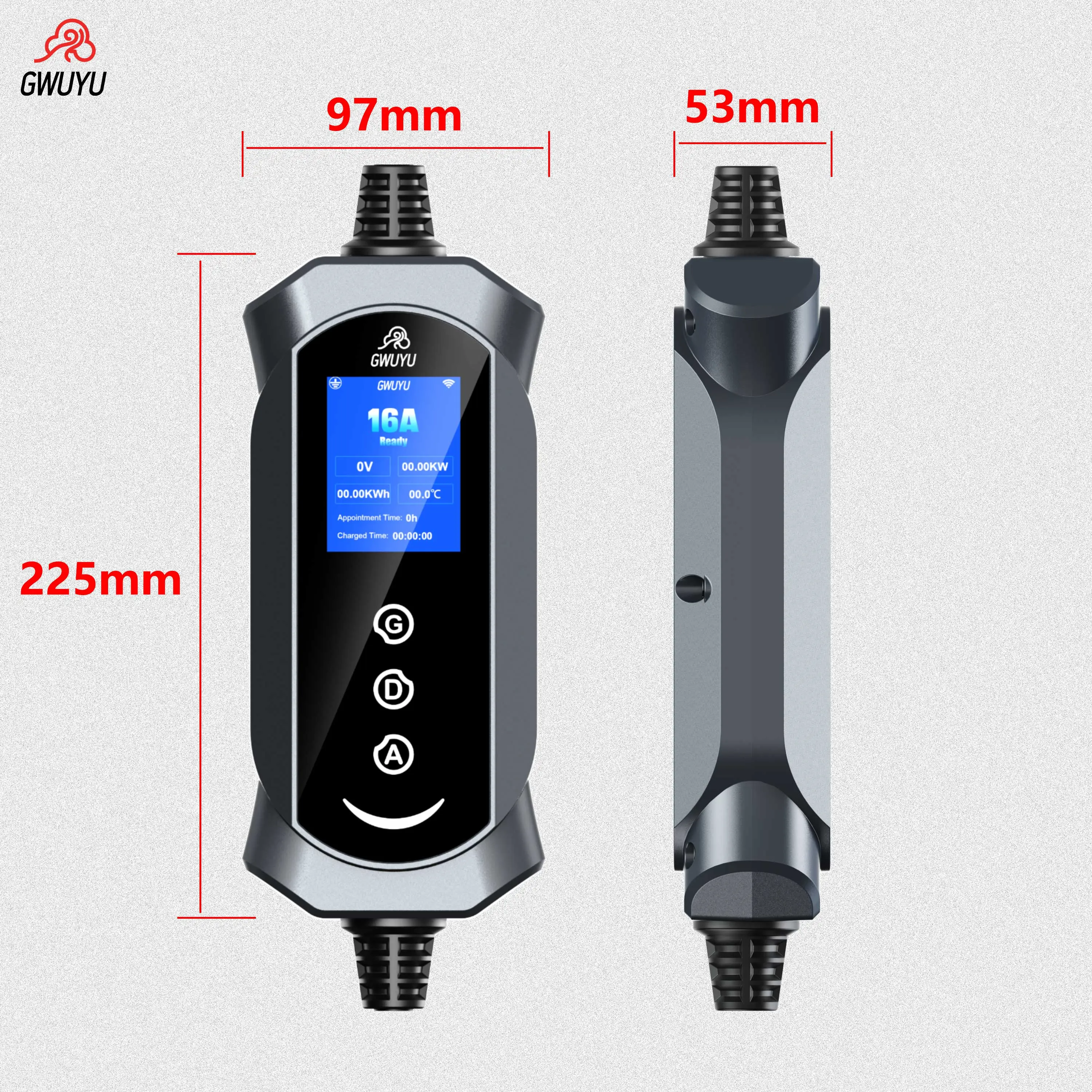 GWUYU Type2 Electric Car Charger 3.5KW/ 7KW Portable EV Charging Station Wallbox with WiFi APP Bluetooth Control for 85-264V