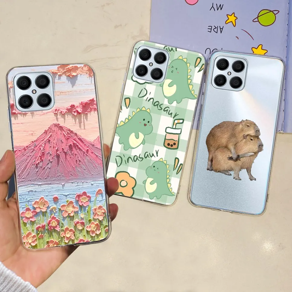 NEW For Honor X8 4G Case Cartoon Astronaut Butterfly TPU Soft Silicone Clear Cover For Huawei Honor X8 X30I X30i 4G Phone Case