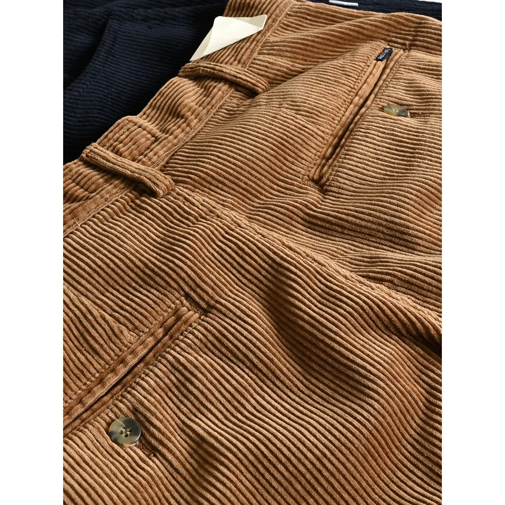 سراويل عمل قصيرة مستقيمة فضفاضة من القطن ثقيلة الوزن جديدة للرجال لخريف جديد