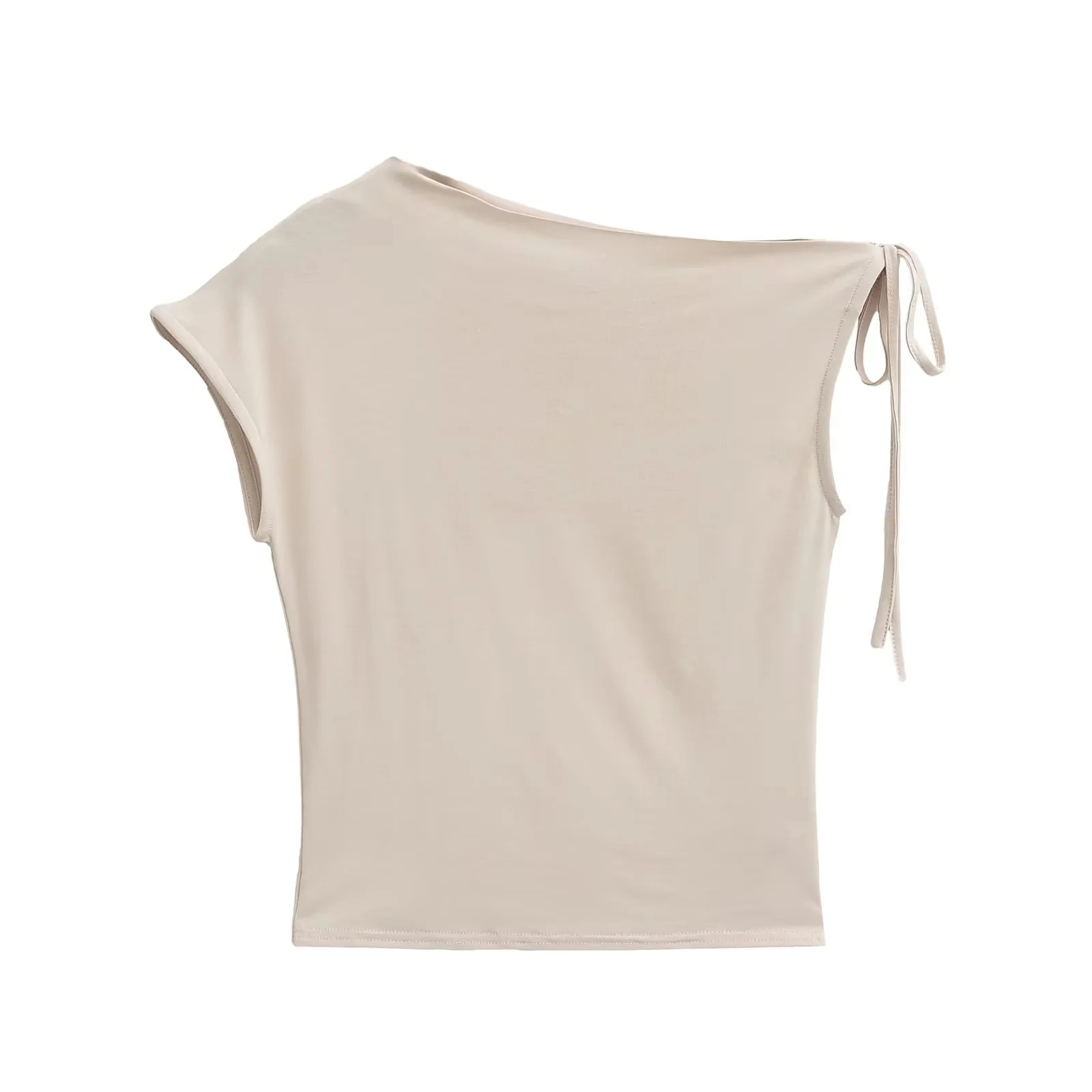 

Summer ort Sve T-irt Women's Asymmetric Design oulder Bared Belted Slim Fit Base irt Commute Sle Pure Color