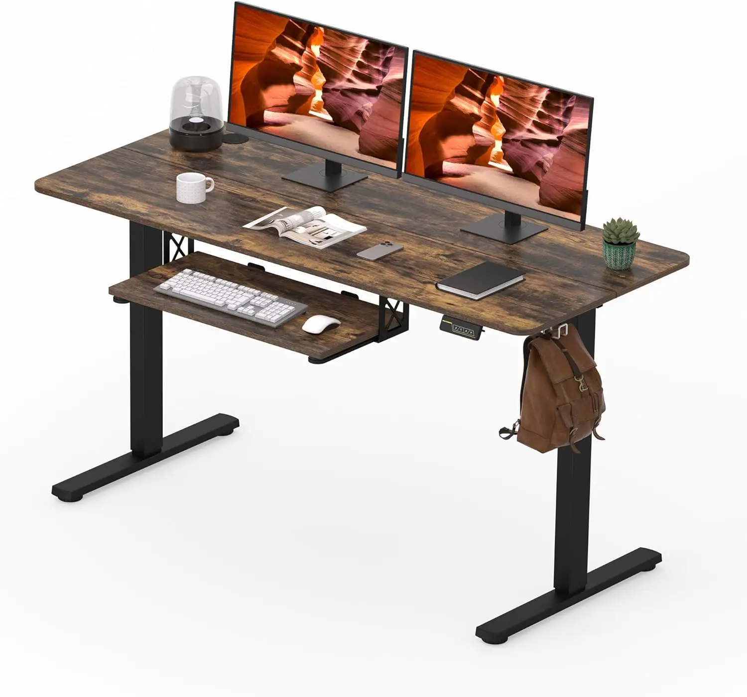 

Standing Desk with Keyboard Tray, 55x24 Inch Electric Adjustable Height Desk, Stand Up Desk Computer Workstation for Home Office