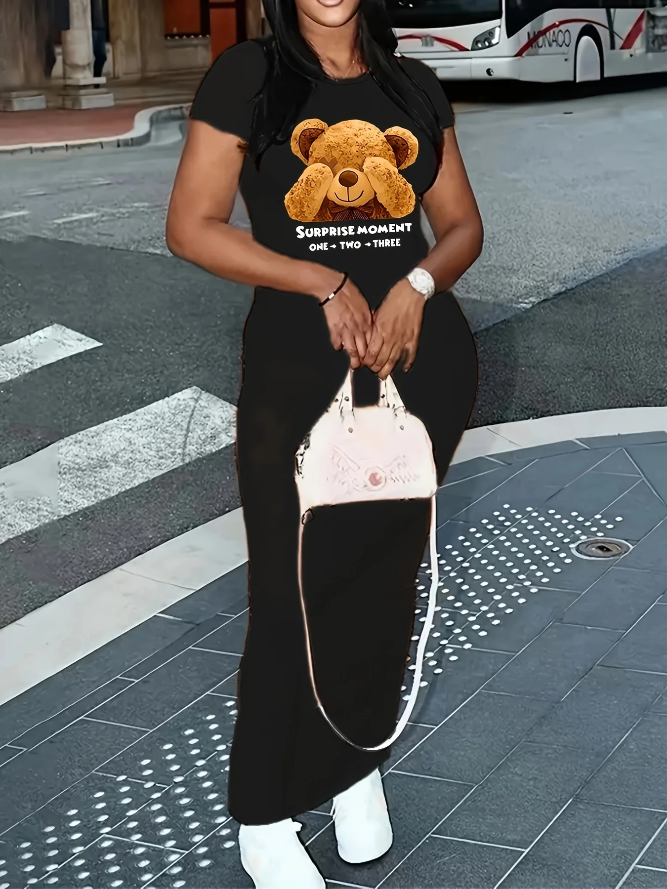 Robe longue d'été pour femmes, coupe cintrée, élastique, imprimé bière noire, col rond, manches courtes, T-shirt, vêtements pour femmes
