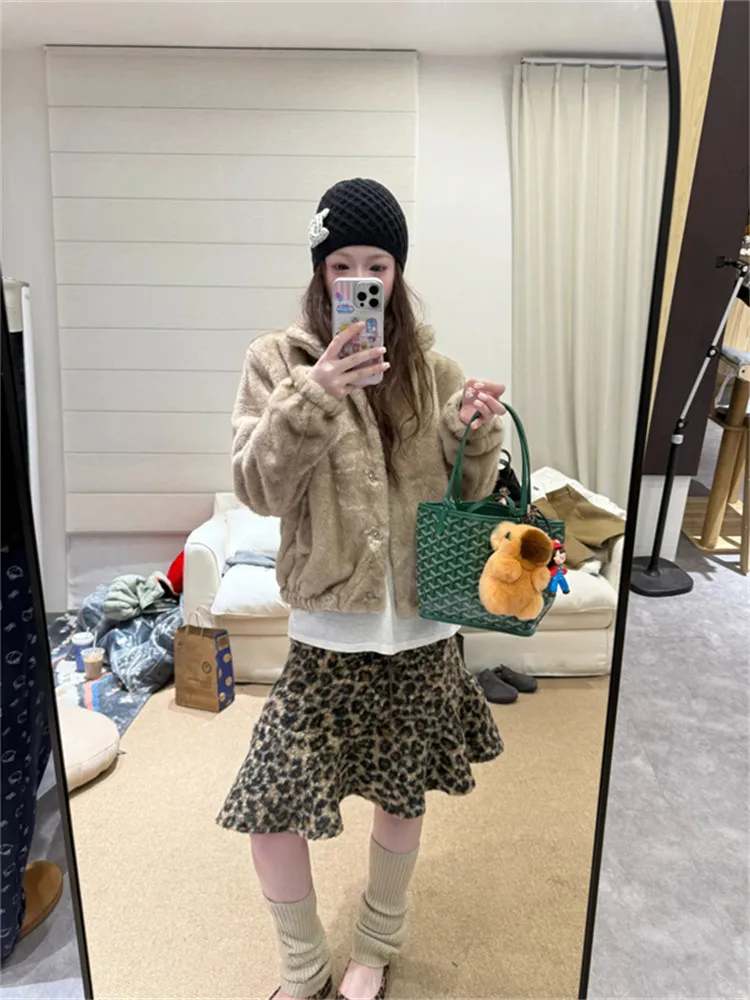 

Ретро-юбка А-силуэта с леопардовым принтом и высокой талией, трендовая новинка для женщин, весенняя коллекция, корейская версия, для повседневной носки, солнцезащитная короткая юбка