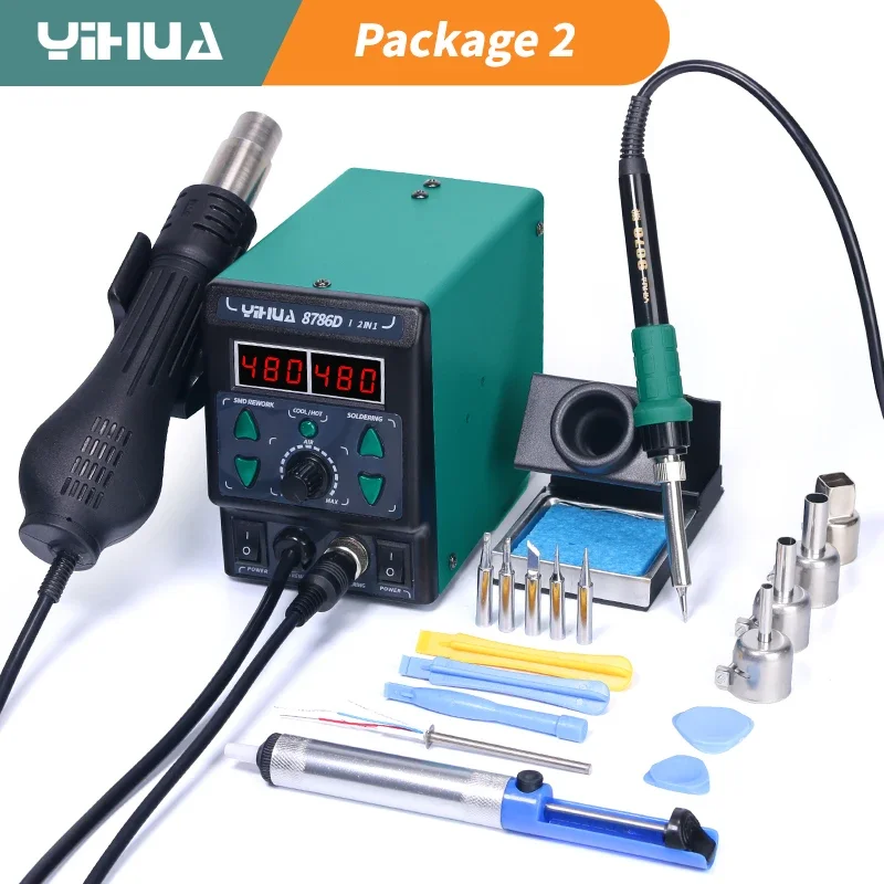 YIHUA 8786D Soldering Iron Hot Air Soldering Station DIY Digital Rework Station Mobile Phone Repair BGA SMD Solder Tools