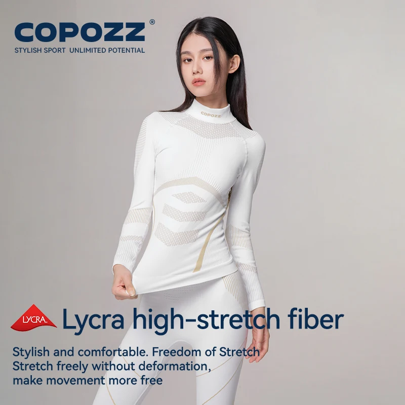 COPOZZ جديد التزلج ملابس اخلية حرارية مجموعات الصلبة الرجال النساء التزلج الشتاء سريعة الجافة الاحتفاظ في درجة الحرارة سليم ليكرا النسيج الكبار دعوى